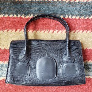 Black leather handbag from Mexico